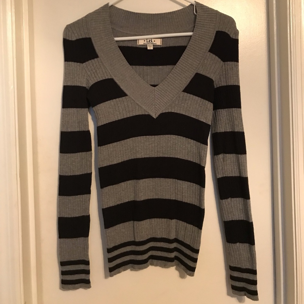 Grey and Black Striped Sweater